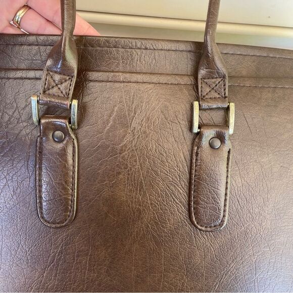 Vintage LL Bean Classic Brown Leather Briefcase Messenger Satchel Bag One Size - Picture 7 of 11